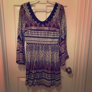 Bell sleeve fit and flare dress